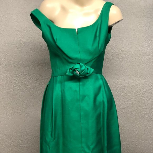 Custom Vintage Dresses & Skirts - Vintage 50s Pretty Green Bombshell Starlet Gown, Vintage Tailored Sheath Dress